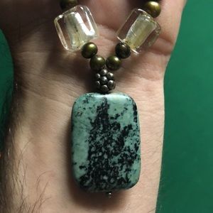 Vintage African turquoise necklace with pearls and glass beads in 925 silver.